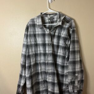 Eddie Bauer Gray and White Checkered Shirt